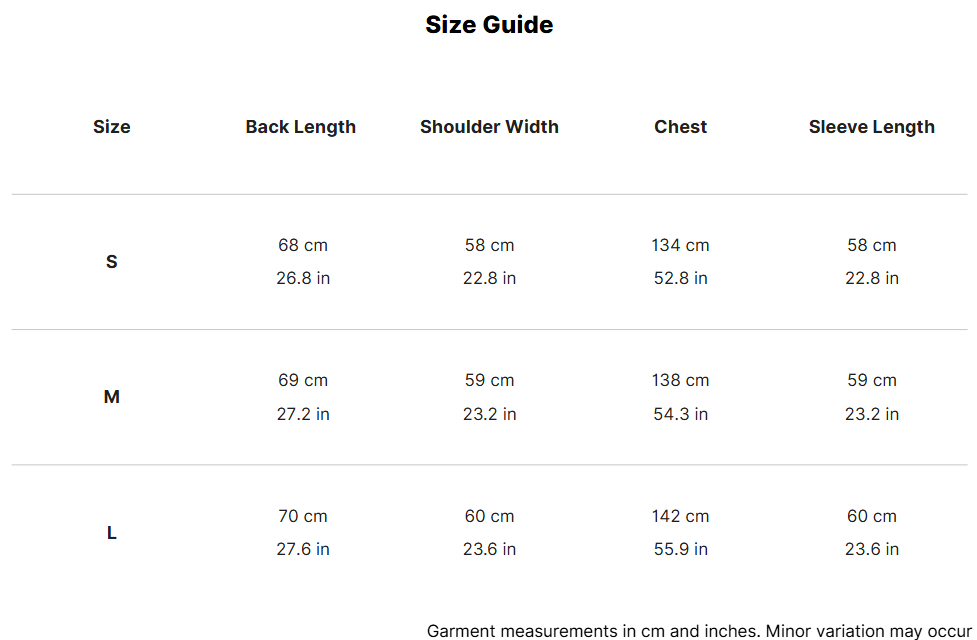 Asymmetric Knit Cardigan size guide 1