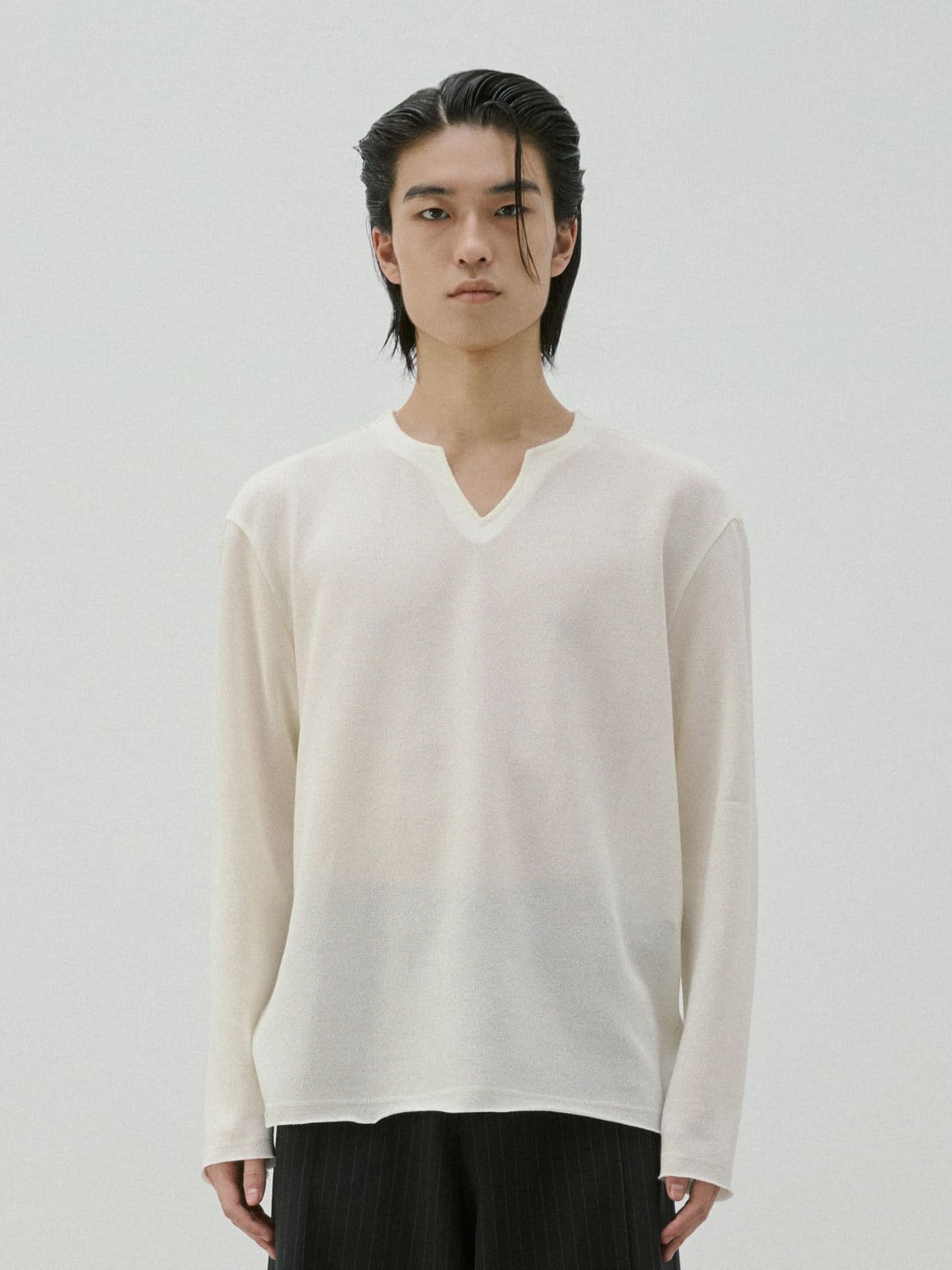 Split Neck Long Sleeve