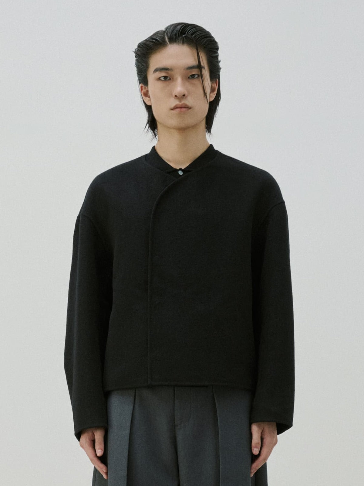 Collarless Structured Jacket