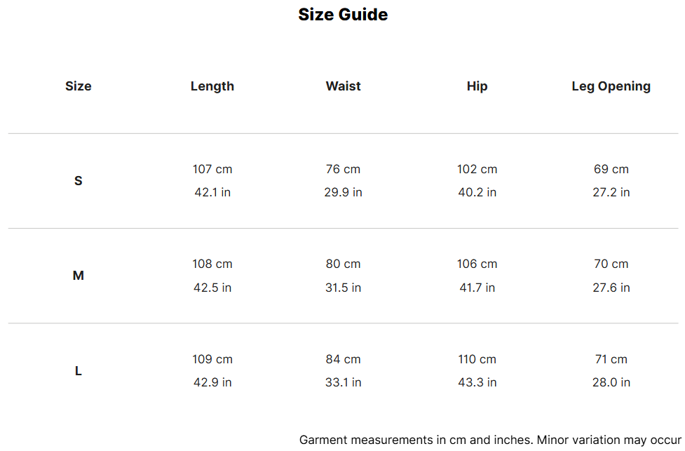 Pinstripe Wide Trouser size guide 1