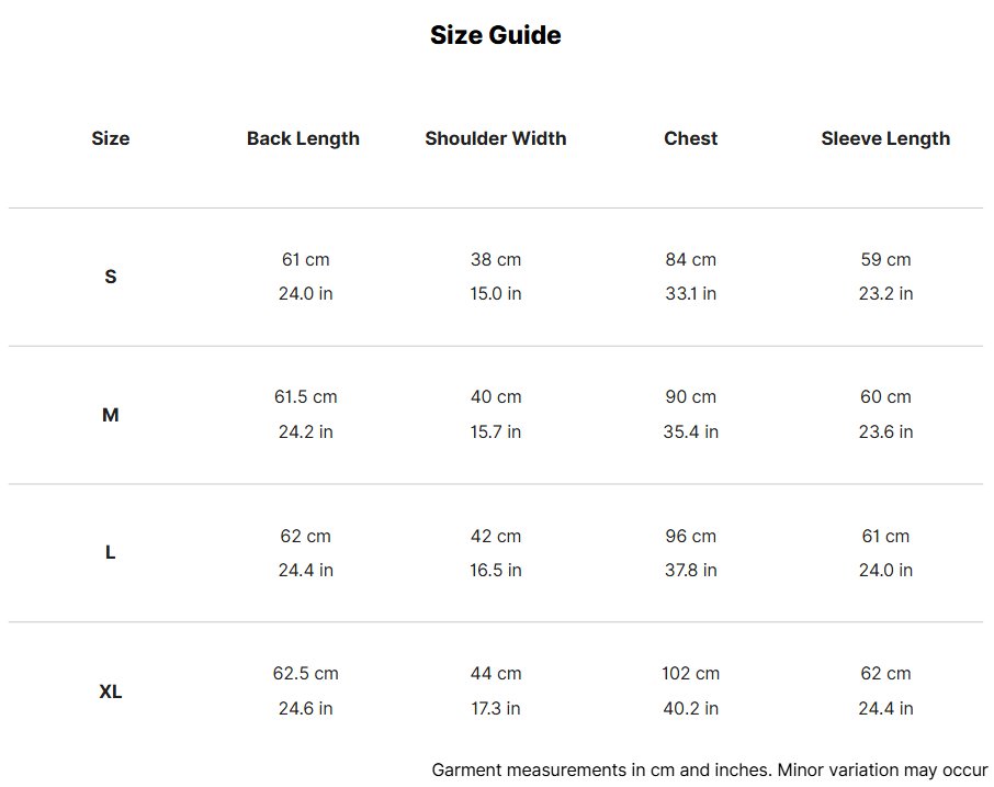 Textured Knit Shirt size guide 1